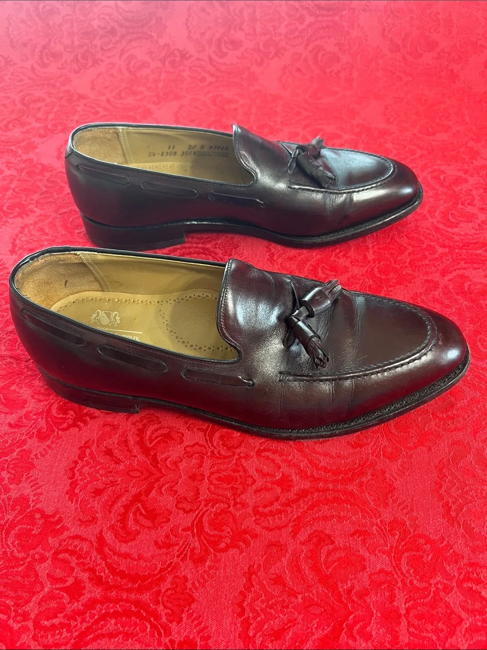 Johnston & Murphy Aristocraft Tassel Loafers Men's 11D Burgundy Leather Dress Sh